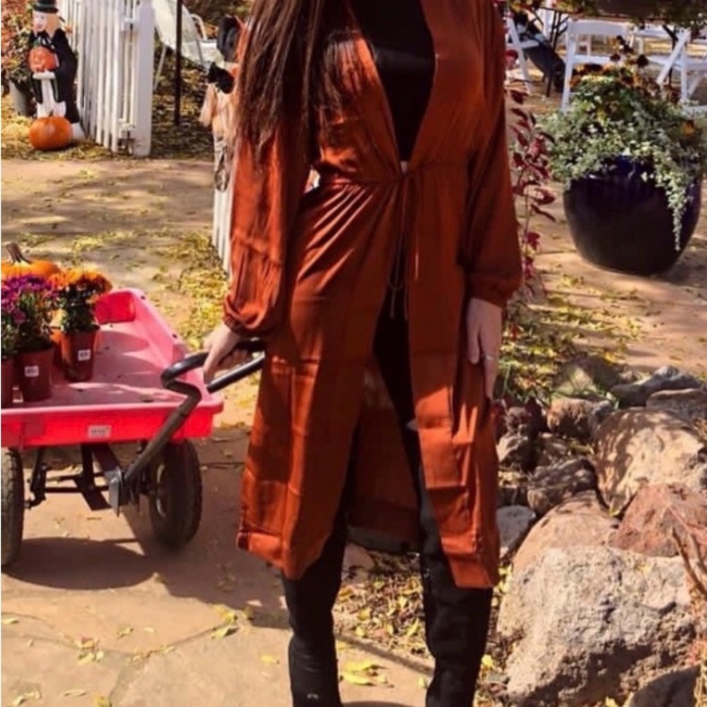 Rust Orange Long Cardigan kimono
